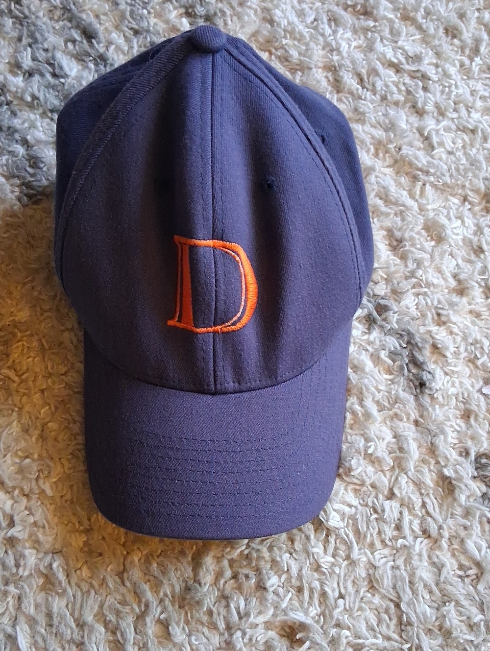 Navy Baseball Cap with Orange 'D' Embroidery
